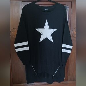 Societie Sweatshirt Black White Star w/ Zippers Like New